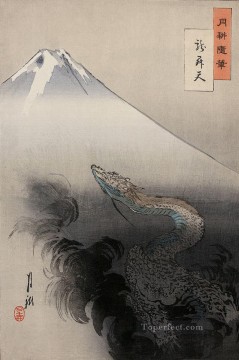 日本 Painting - 天に昇る龍 1897 尾形月光 日本